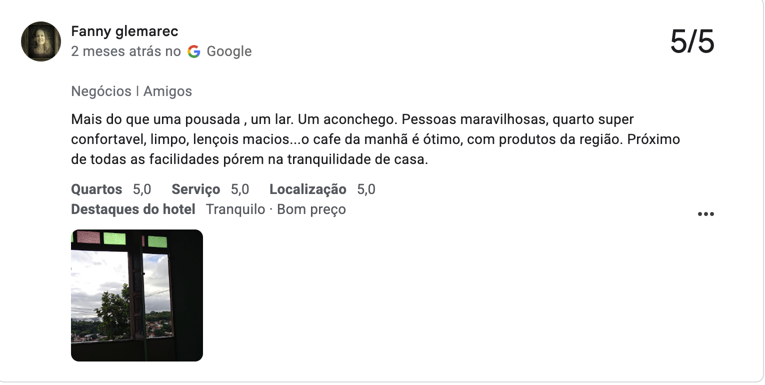 Avaliação de Fanny glemarec no Google, nota 5 de 5